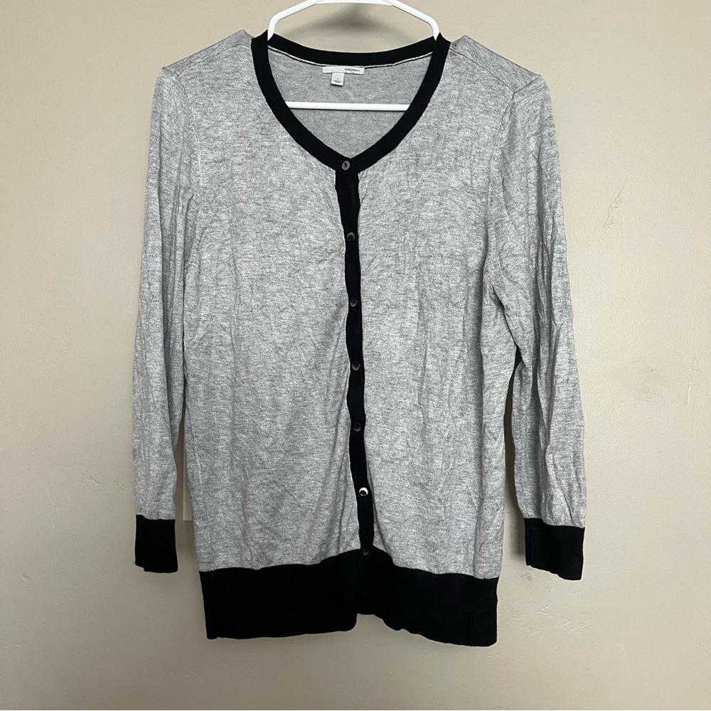 HALOGEN Gray with Black Trim Cardigan